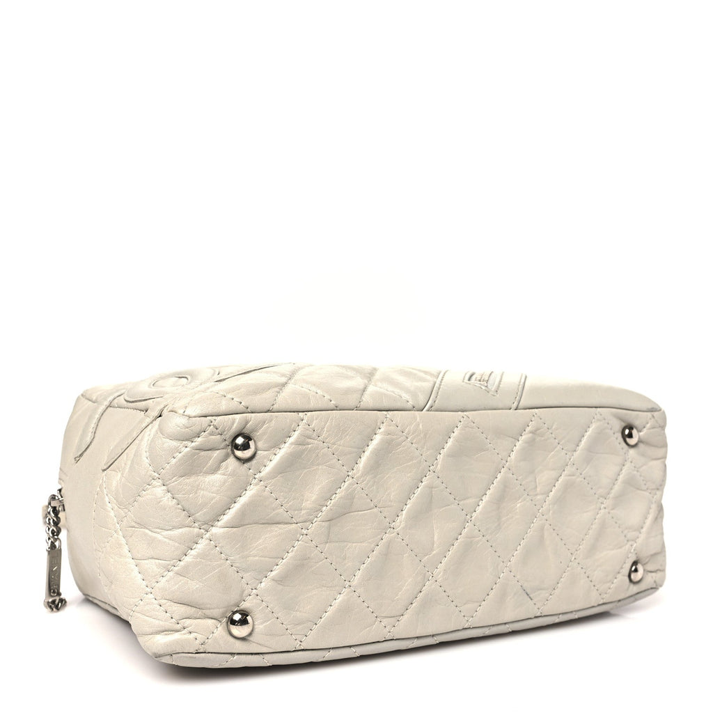 Aged Calfskin Quilted Cotton Club Bowler Pearl