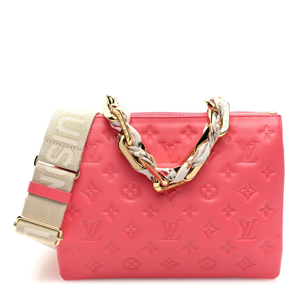 Lambskin Embossed Monogram LV Bloom Coussin PM Pink