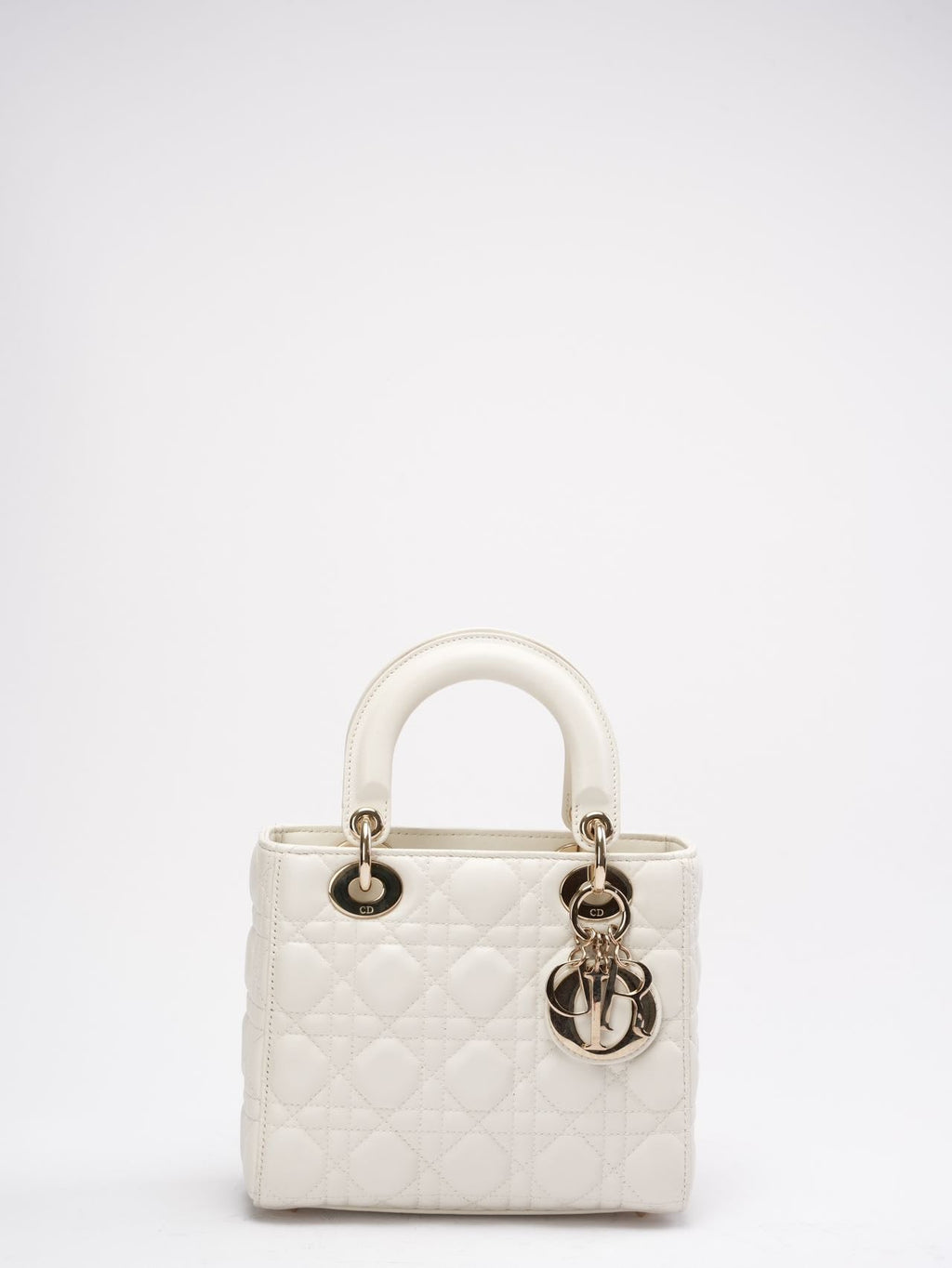 Christian Dior White Small Lady Dior Bag in Cannage Lambskin 2017