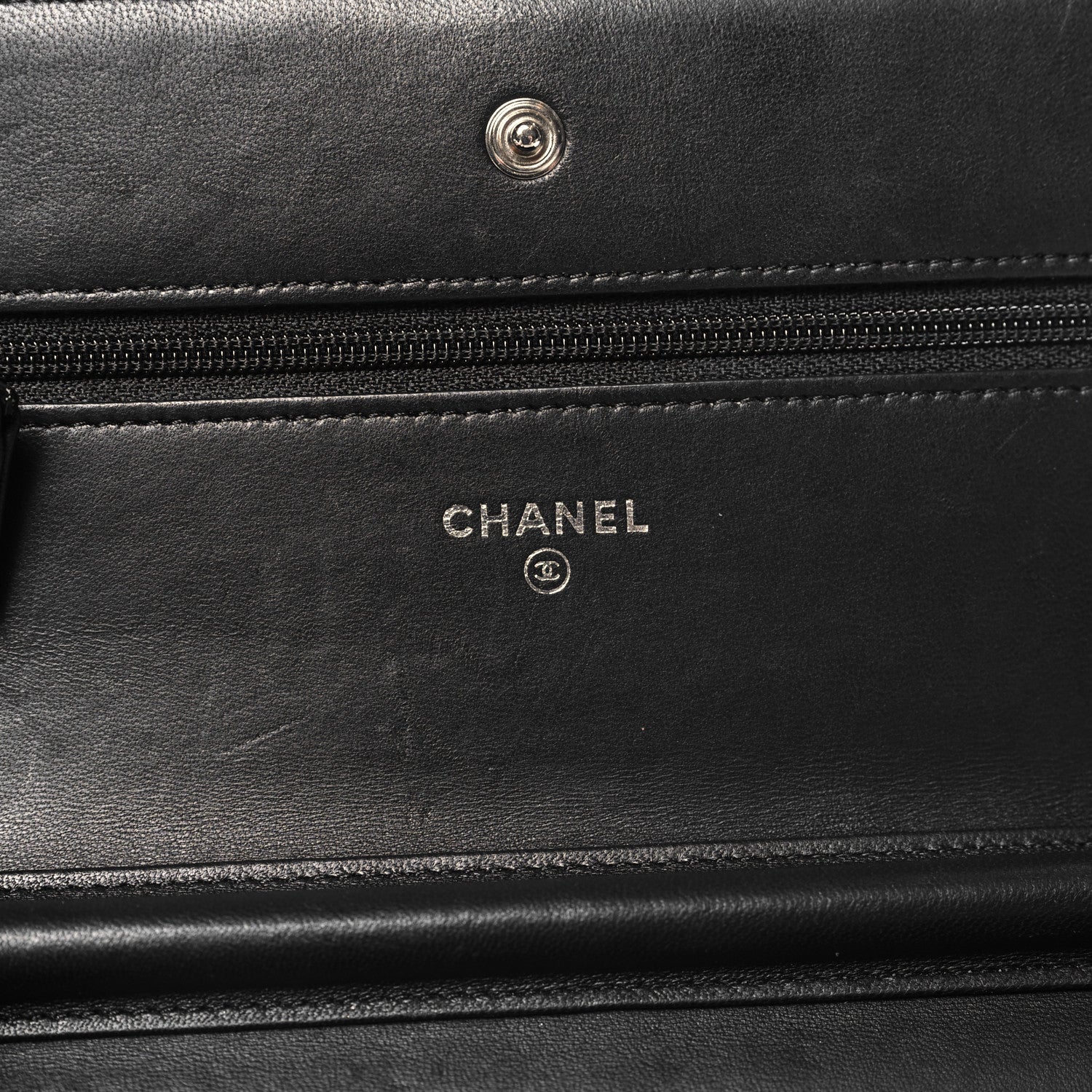 Lambskin Chevron Quilted Wallet On Chain WOC So Black