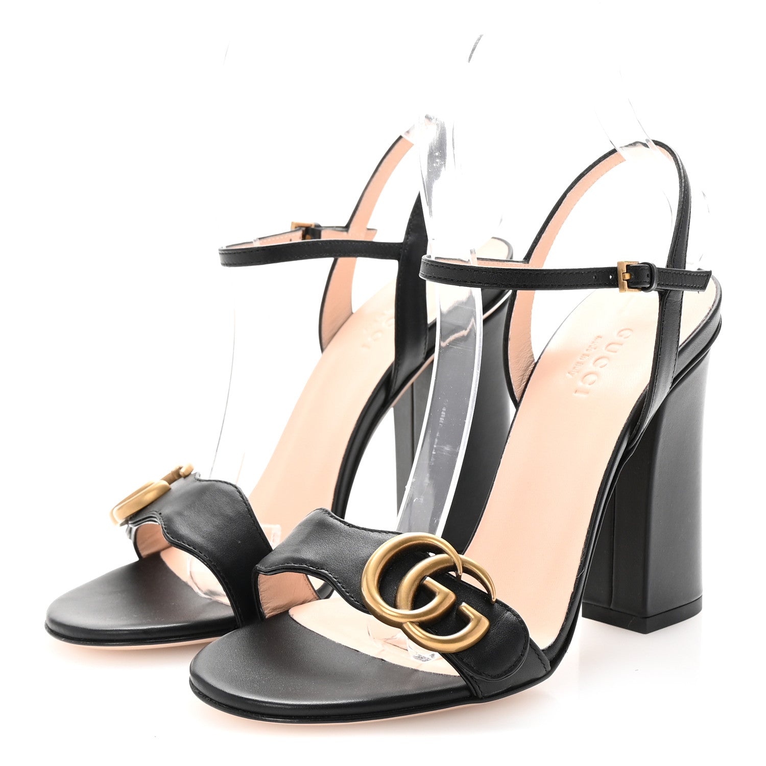 Lifford Calfskin GG Marmont Ankle Wrap 105mm Sandals 35 Black