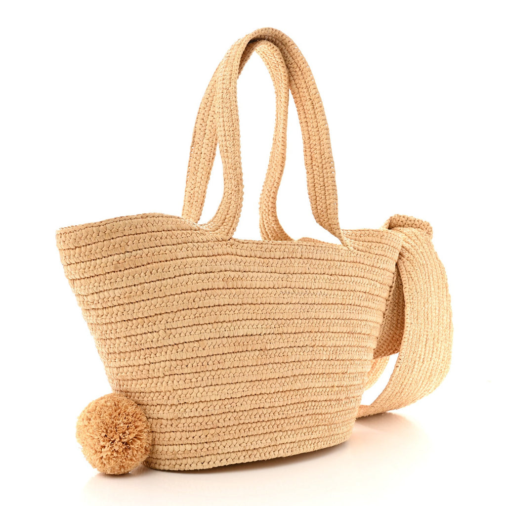 Raffia Small Bunny Basket Tote Bag Natural