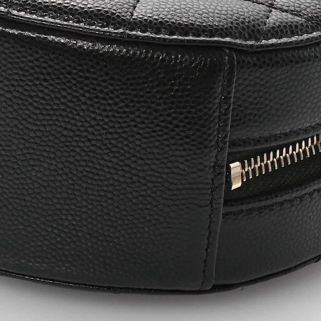 Caviar Quilted Crystal CC Round Clutch With Chain Black