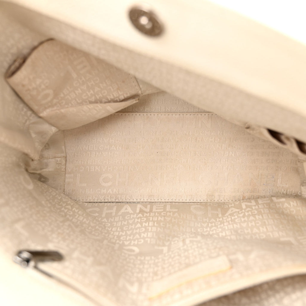 Caviar Square Stitched Tote White