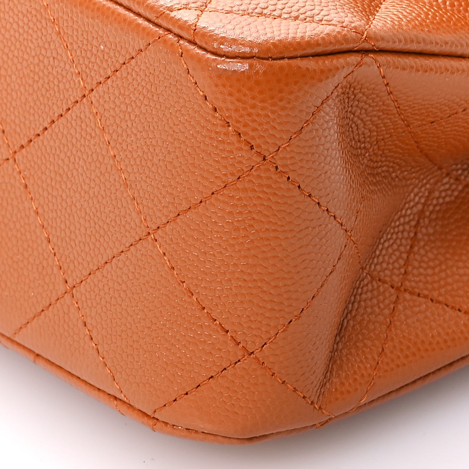 Caviar Quilted Medium Double Flap Light Brown