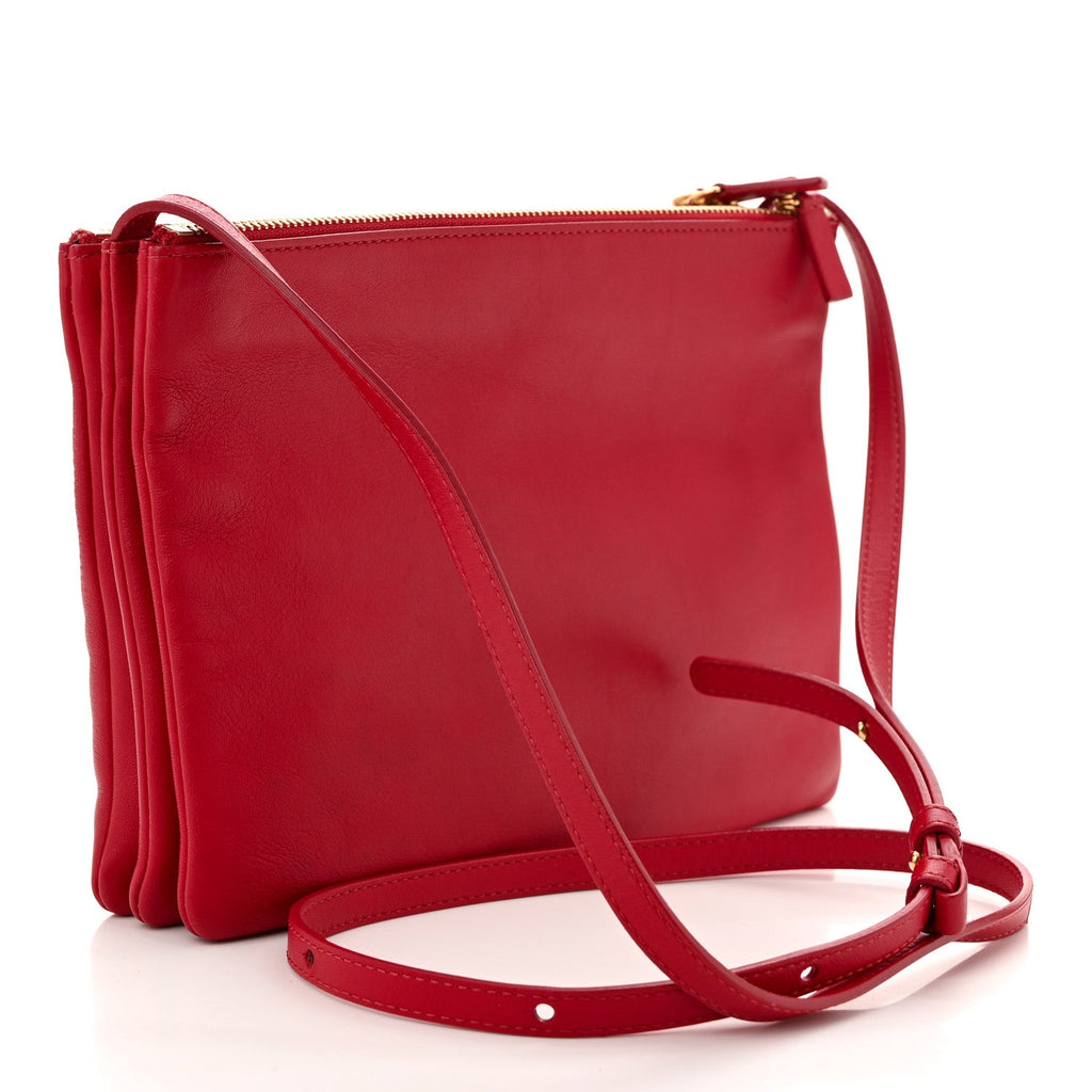 Lambskin Large Trio Crossbody Bag Red