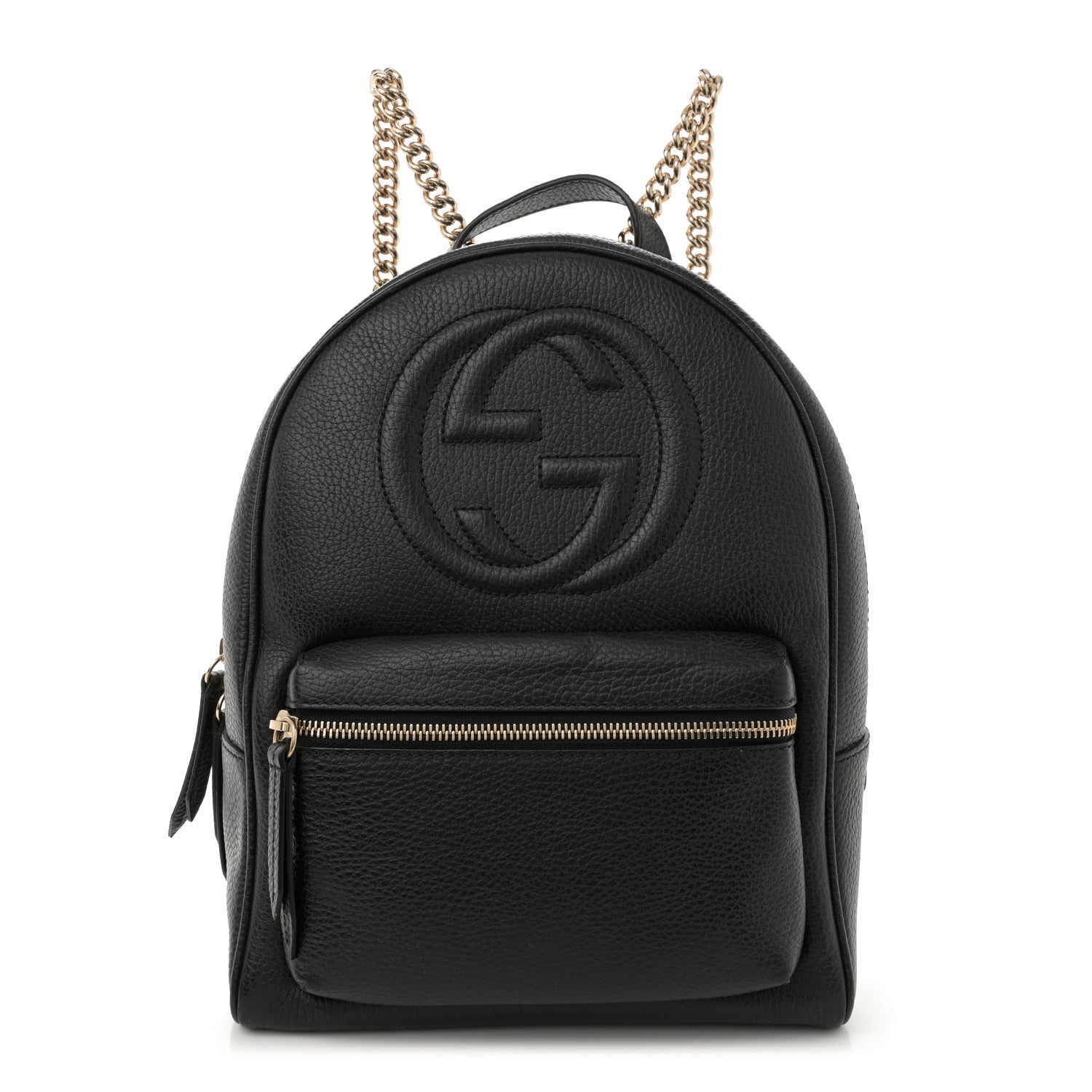 Pebbled Calfskin Soho Chain Backpack Black
