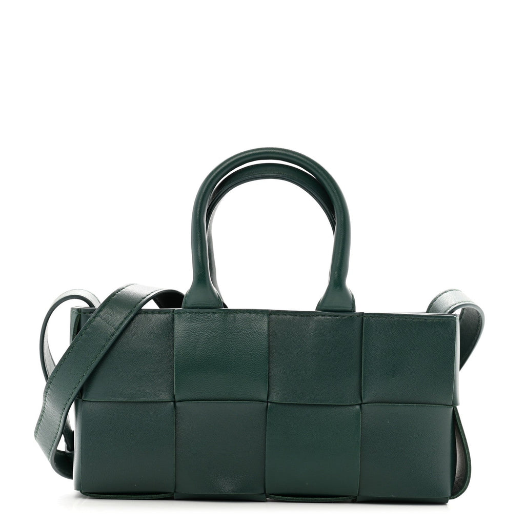 Nappa Maxi Intreccio Mini Arco East West Tote Emerald Green