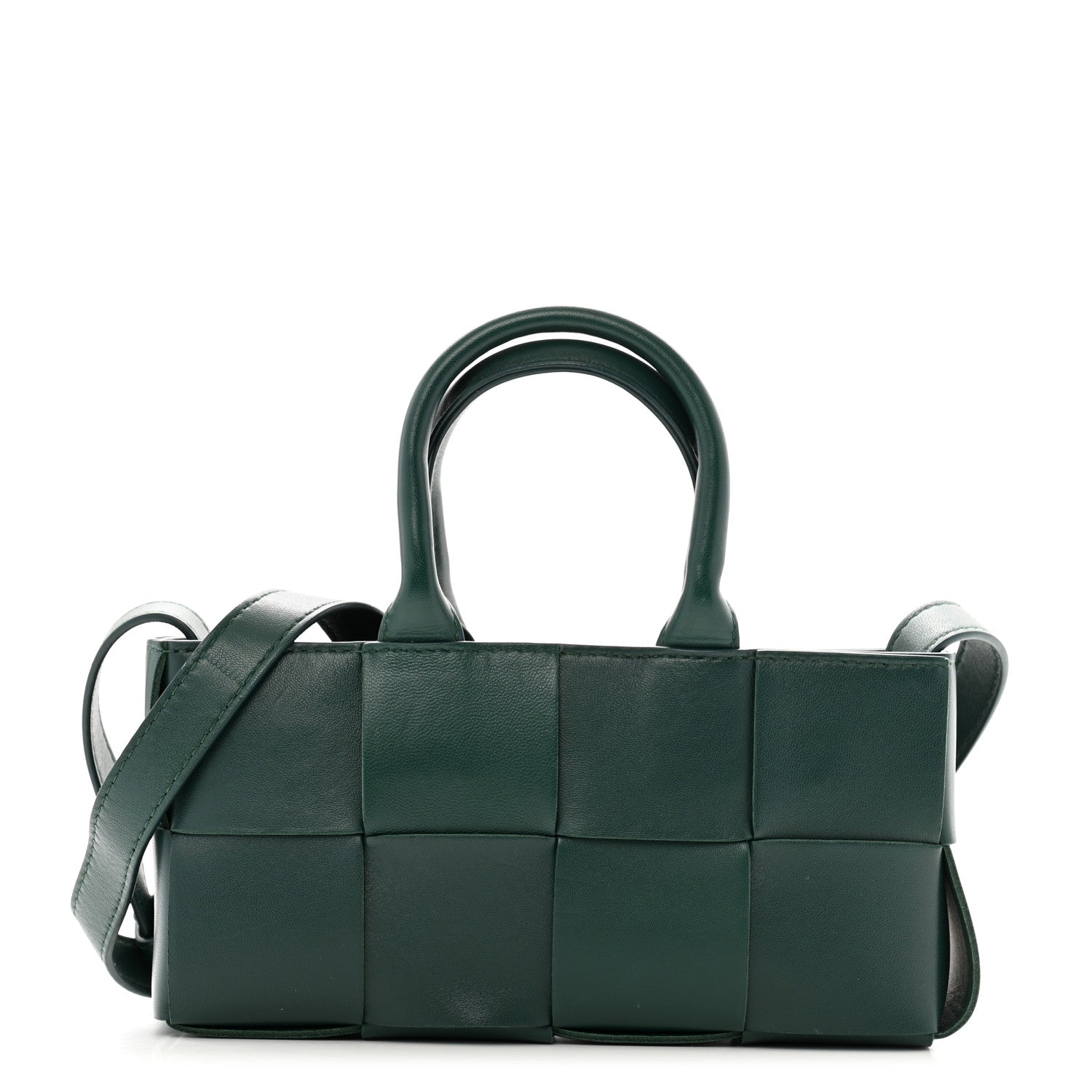 Nappa Maxi Intreccio Mini Arco East West Tote Emerald Green
