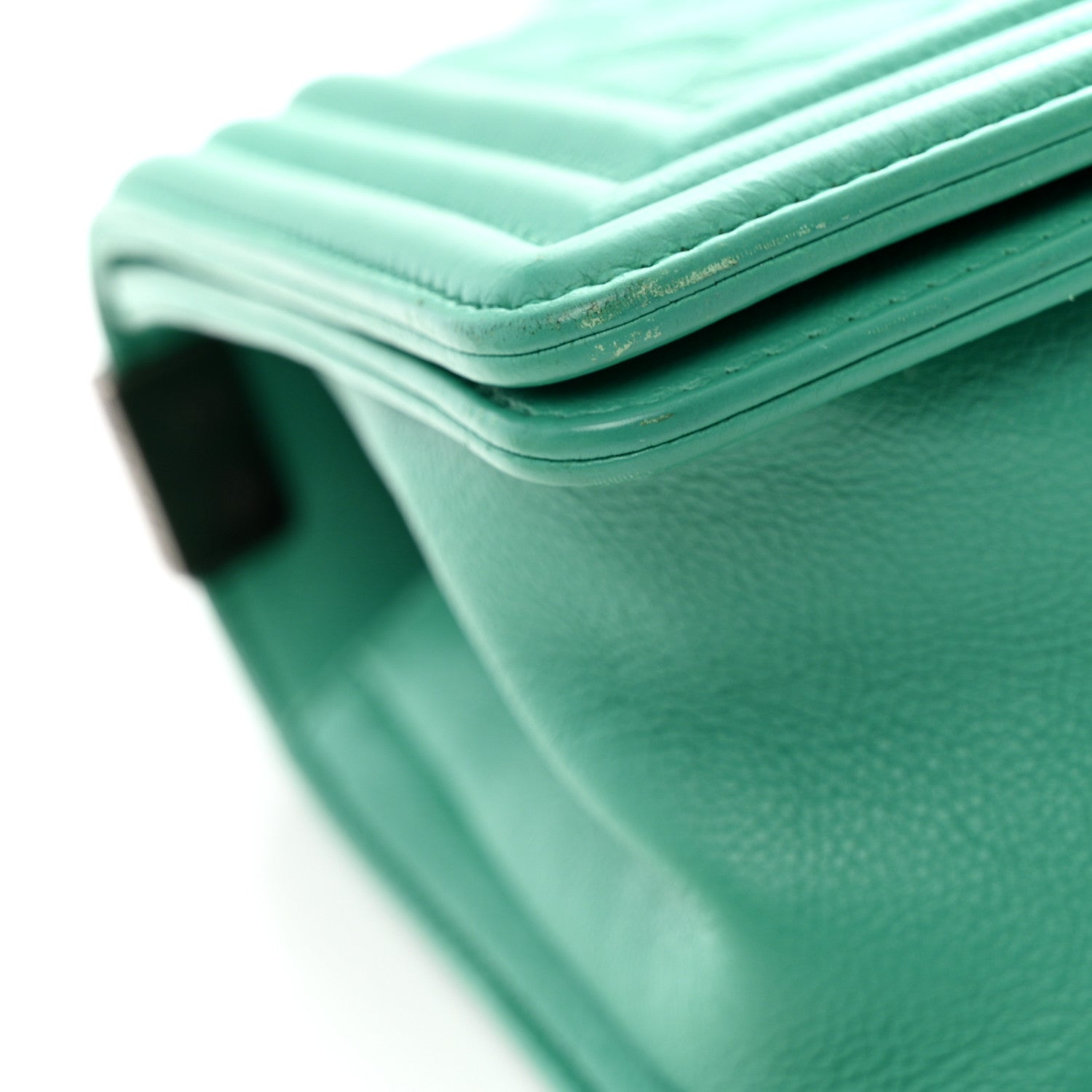 Calfskin Quilted Medium Boy Flap Turquoise