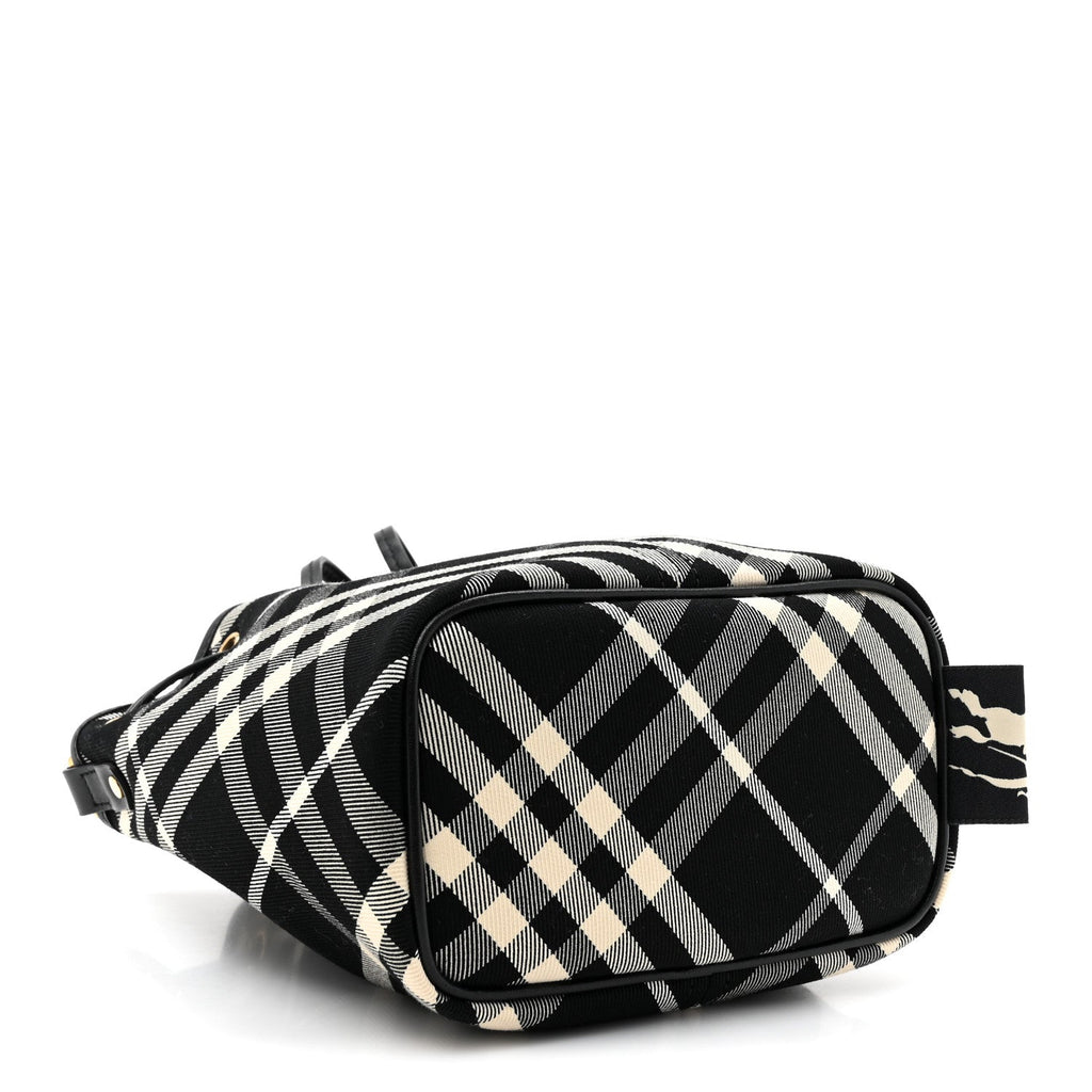 Check Mini Bucket Bag Black Calico
