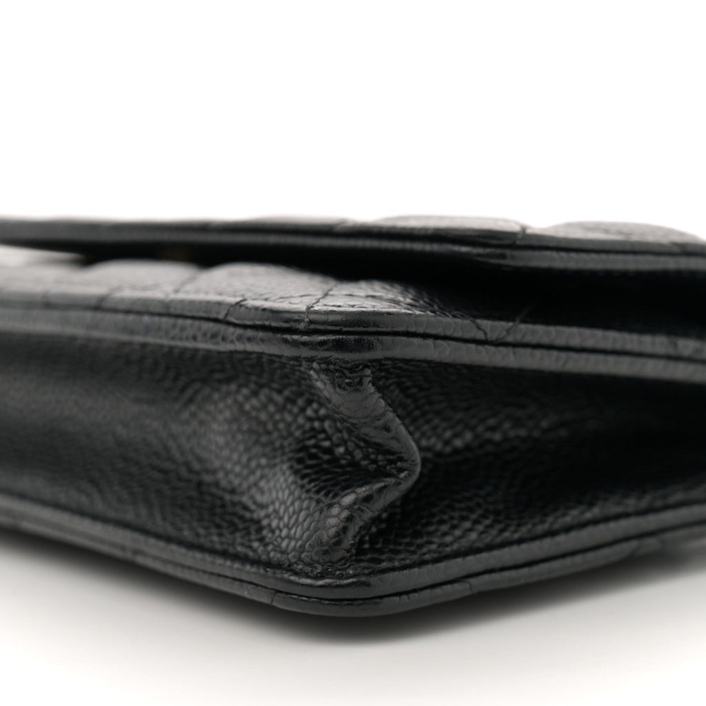 Caviar Quilted Wallet on Chain WOC Black