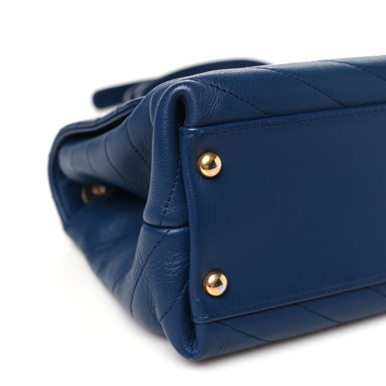 Grained Calfskin Snakeskin Small Chevron Chic Top Handle Flap Blue