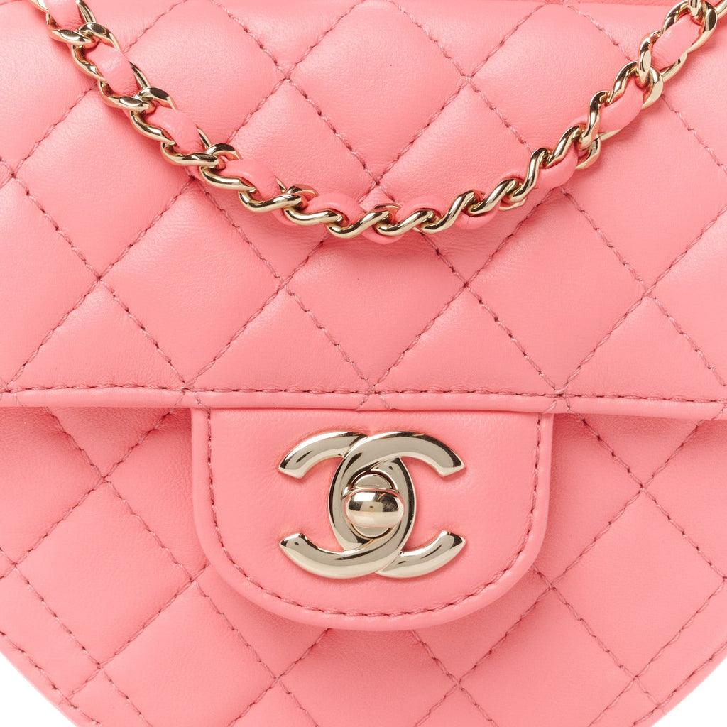 Lambskin Quilted CC In Love Heart Bag Pink