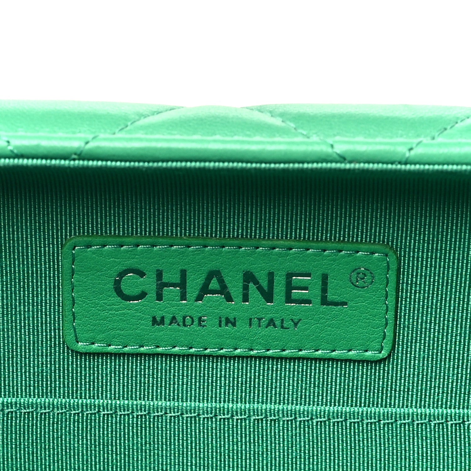 Quilted Lambskin Metal Bar Clutch Bag Green
