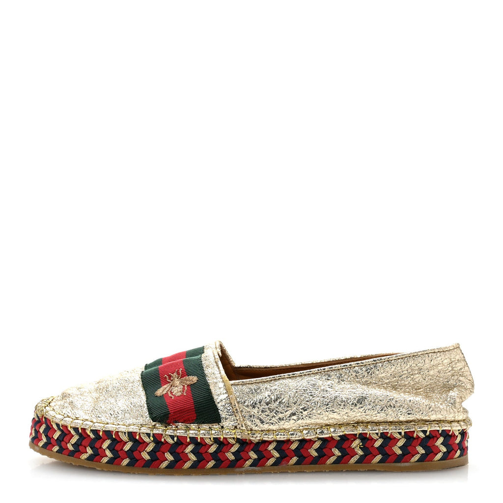 Galassia Web Bee Embroidered Espadrilles  36.5 Platino