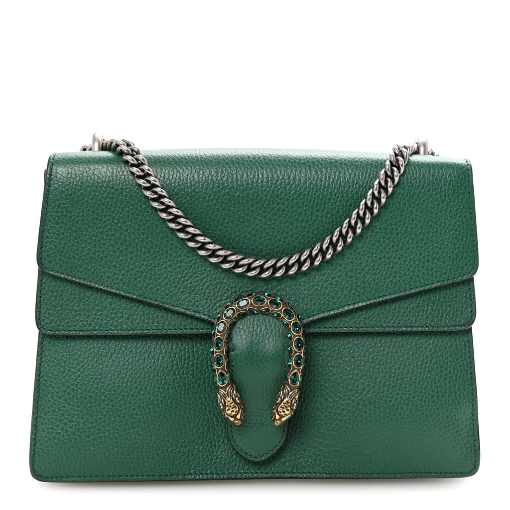 Dollar Calfskin Crystal Medium Dionysus Shoulder Bag Emerald