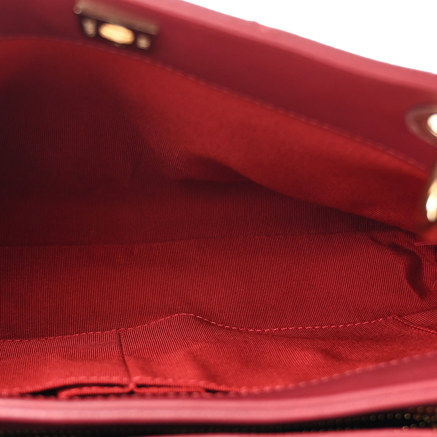 Calfskin Stitched Small Chevron Chic Shopping Bag Red