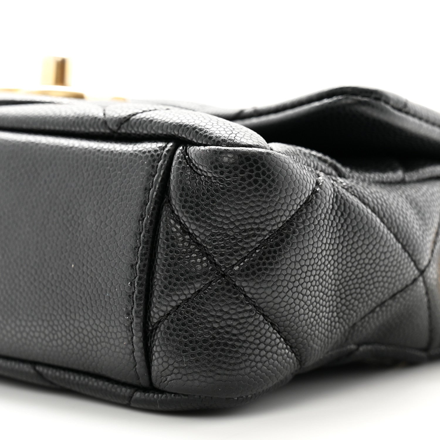 Caviar Quilted Mini Twist Your Buttons Flap Black