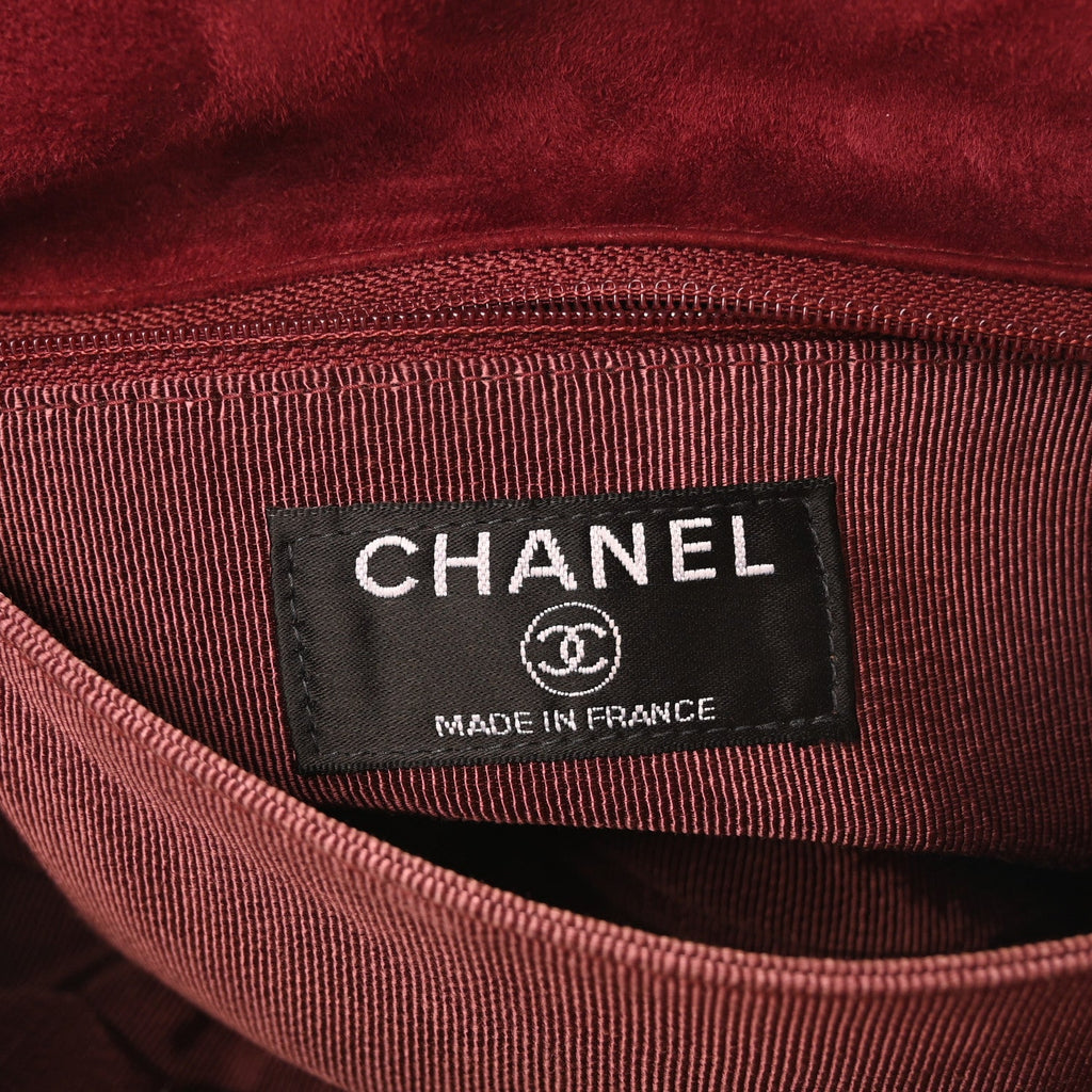 Suede Chocolate Bar Mademoiselle Flap Dark Red