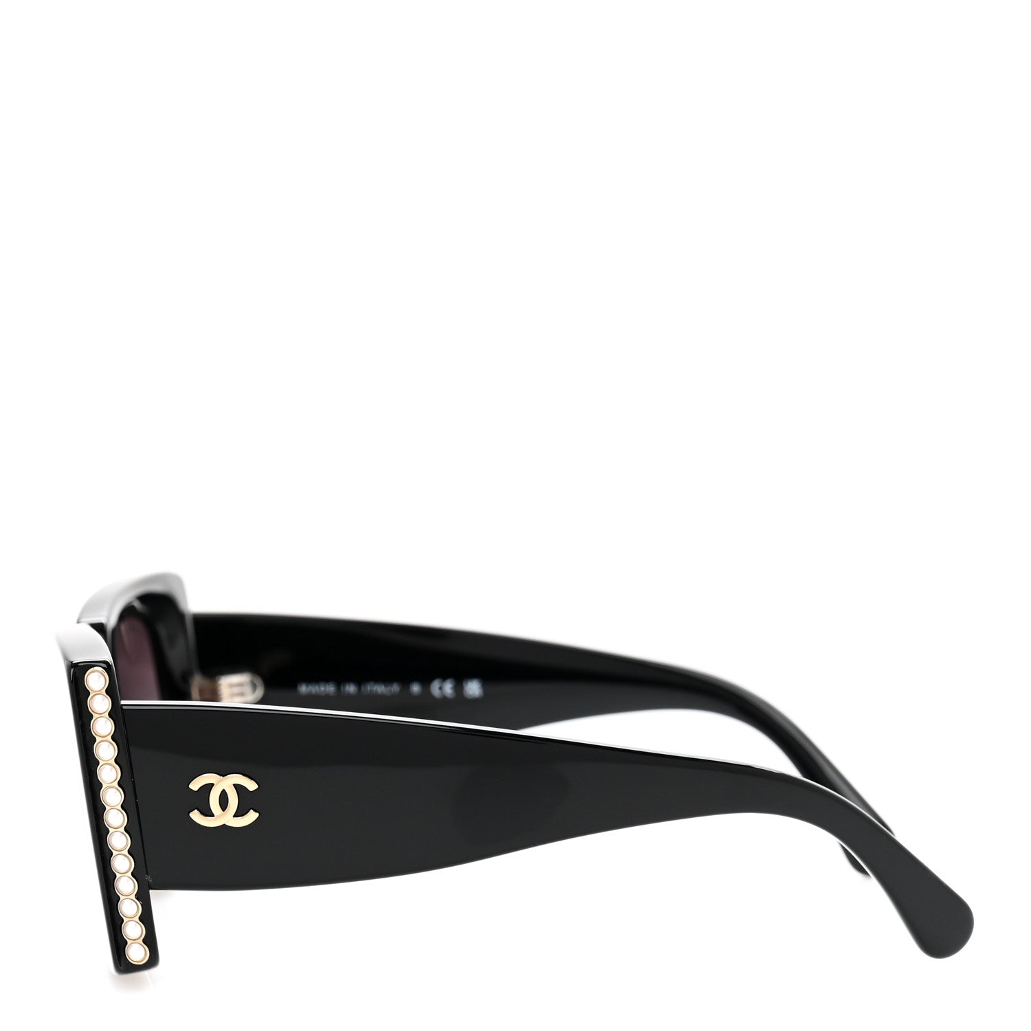 Acetate Pearl Rectangle Sunglasses 5480-H-A Black