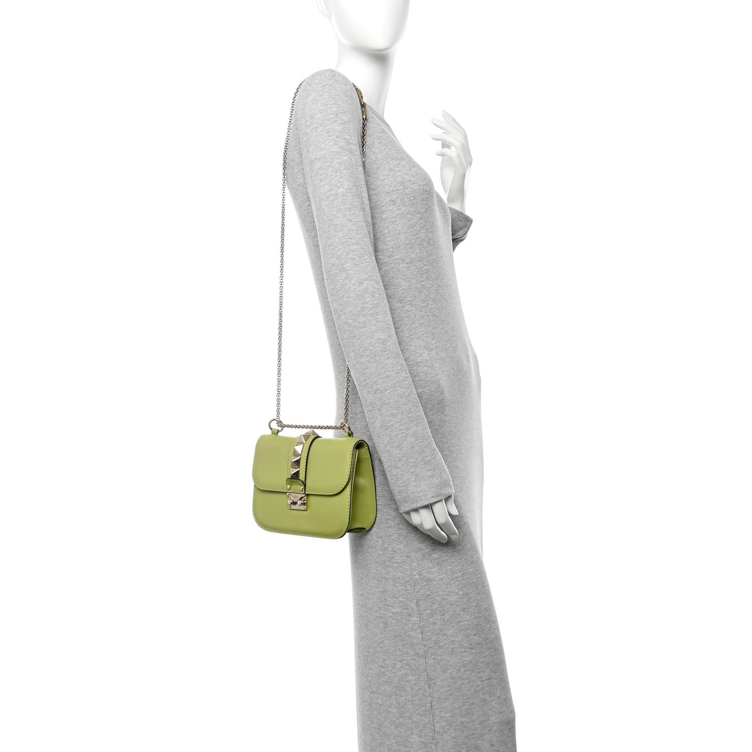Vitello Small Glam Lock Rockstud Flap Apple