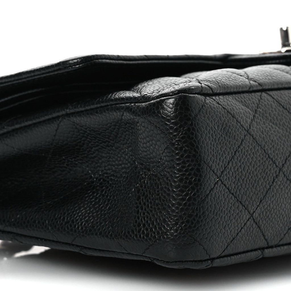 Caviar Quilted Medium Double Flap Black