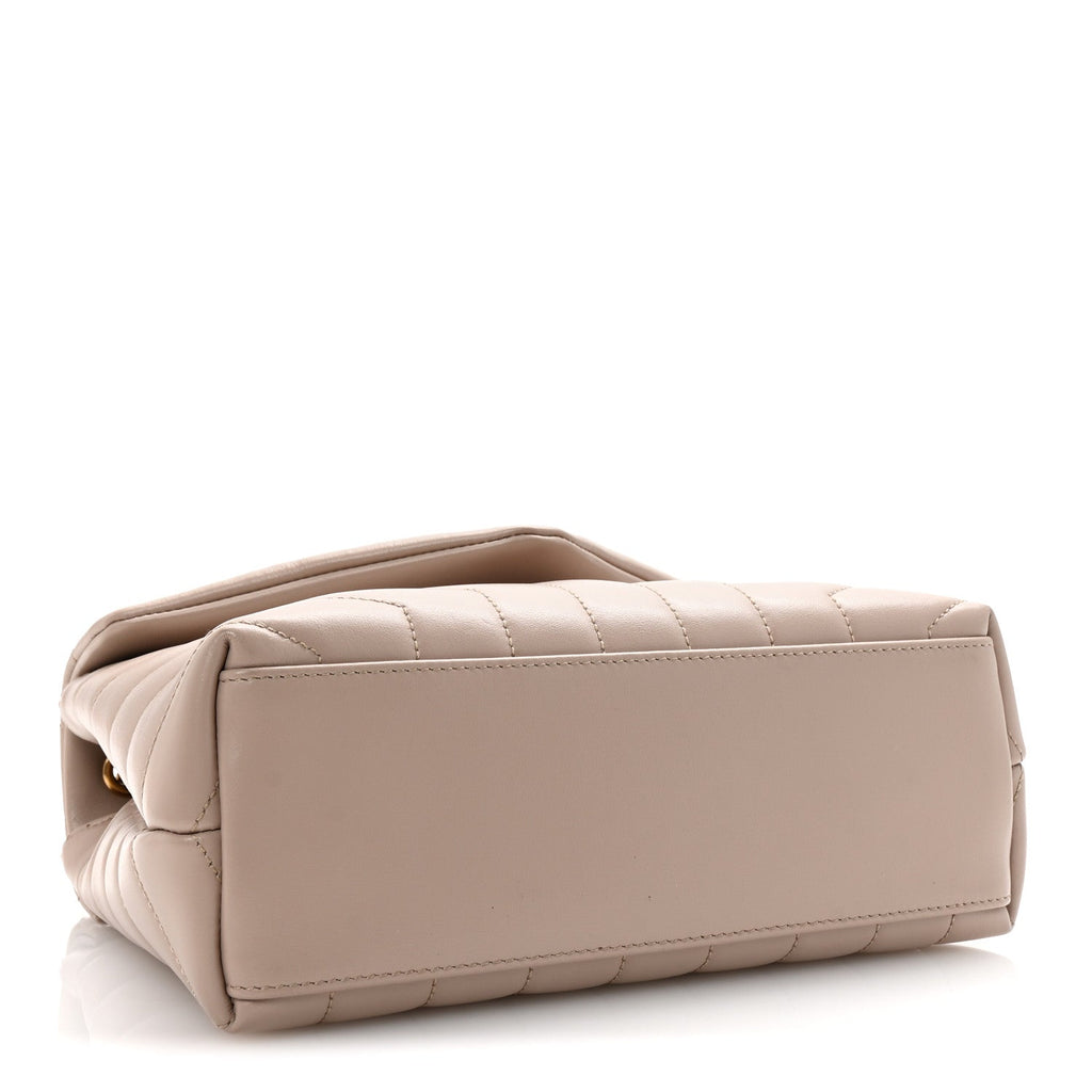 Calfskin Y Quilted Monogram Small Loulou Chain Satchel Dark Beige