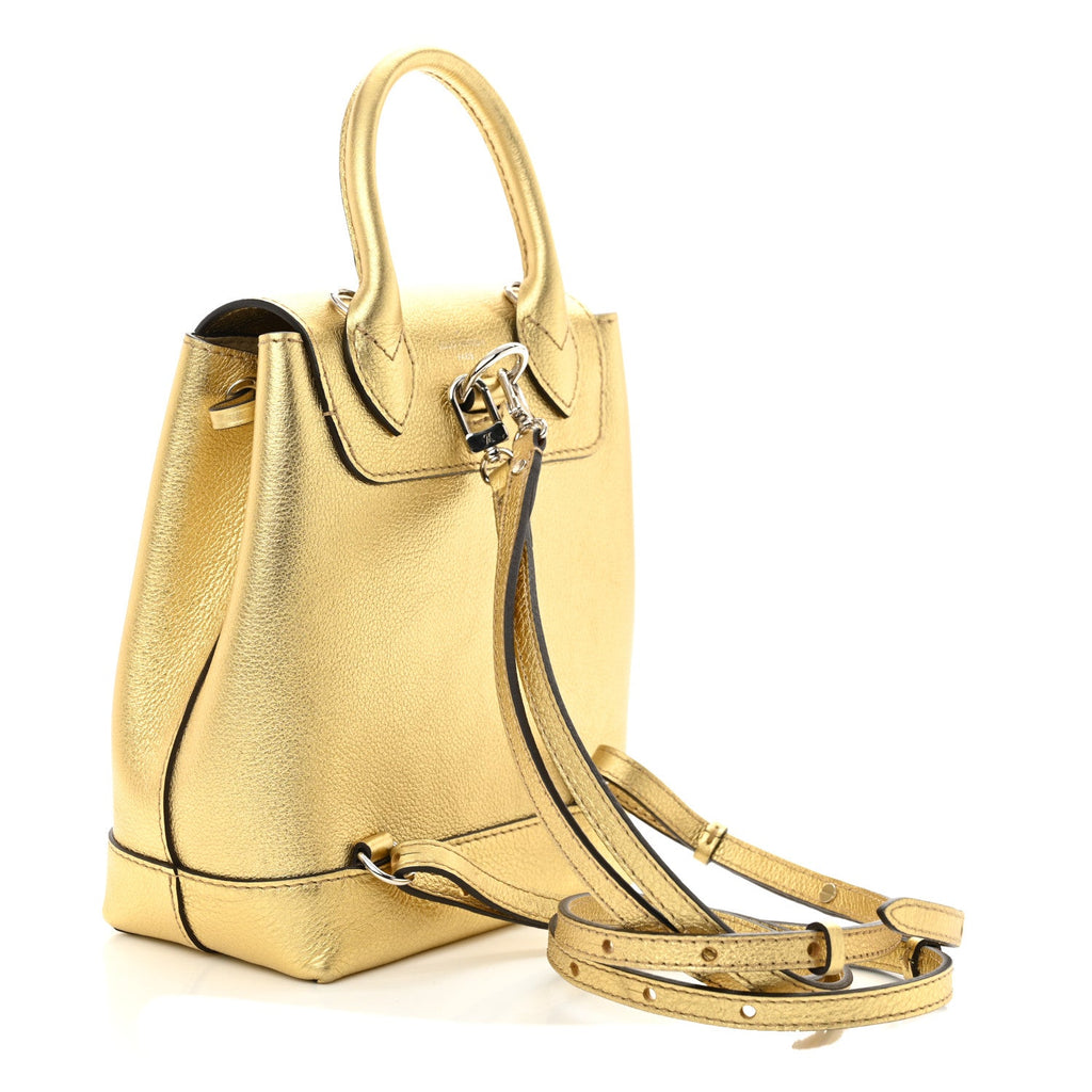 Metallic Calfskin Lockme Mini Backpack Gold