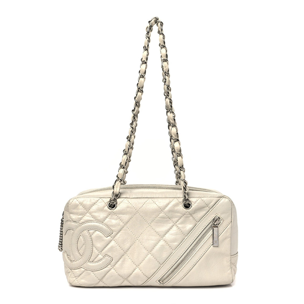 Aged Calfskin Quilted Cotton Club Bowler Pearl