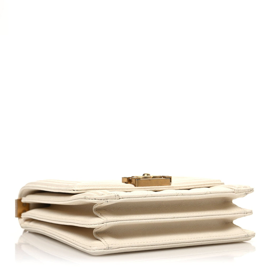Caviar Quilted North South Boy Flap White