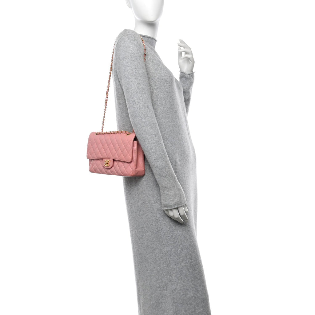Caviar Quilted Medium Double Flap Pink