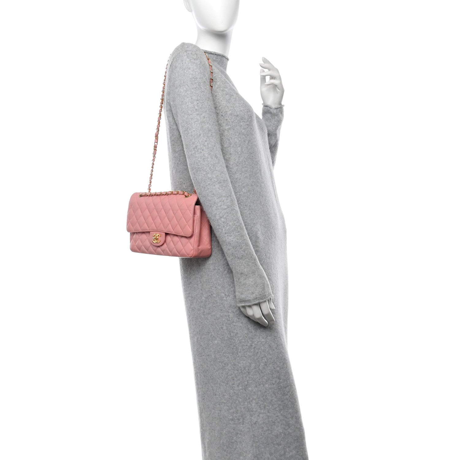 Caviar Quilted Medium Double Flap Pink
