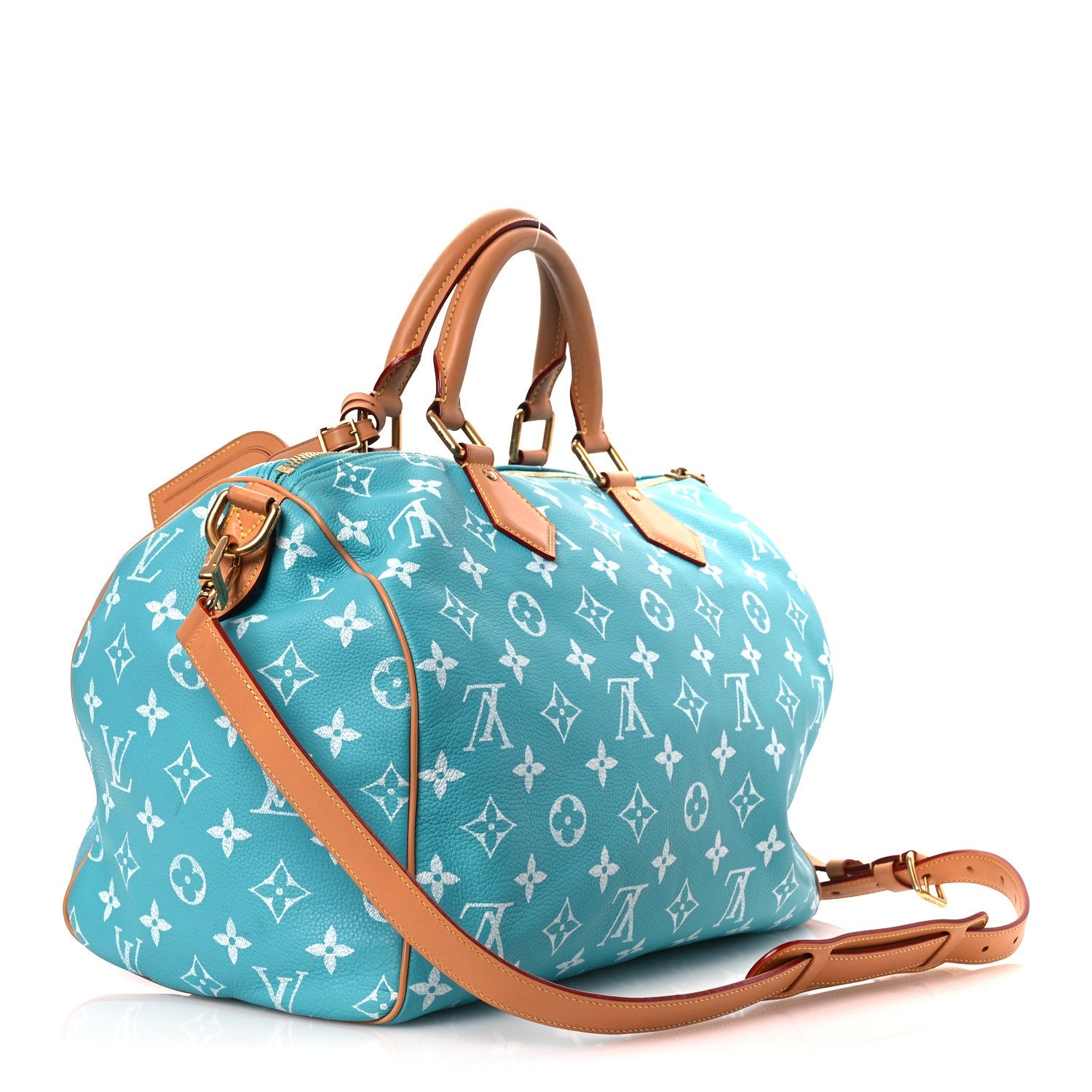 Calfskin Monogram Speedy P9 Bandouliere 40 Turquoise