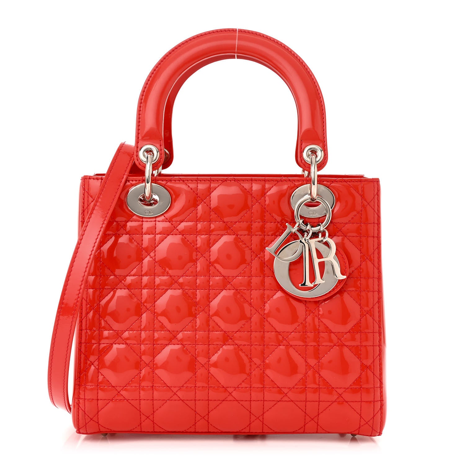 Patent Cannage Medium Lady Dior Red