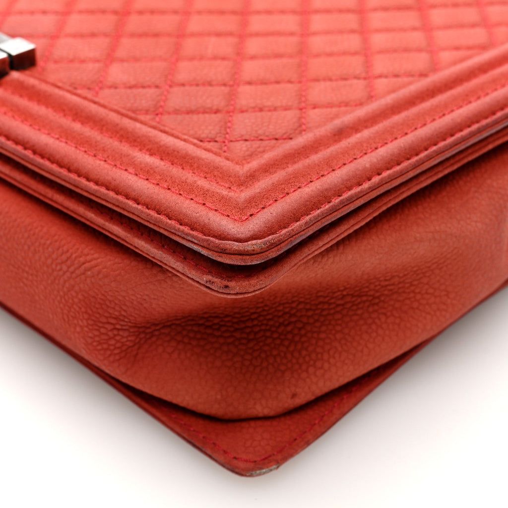 Iridescent Caviar Quilted Large Boy Flap Orange