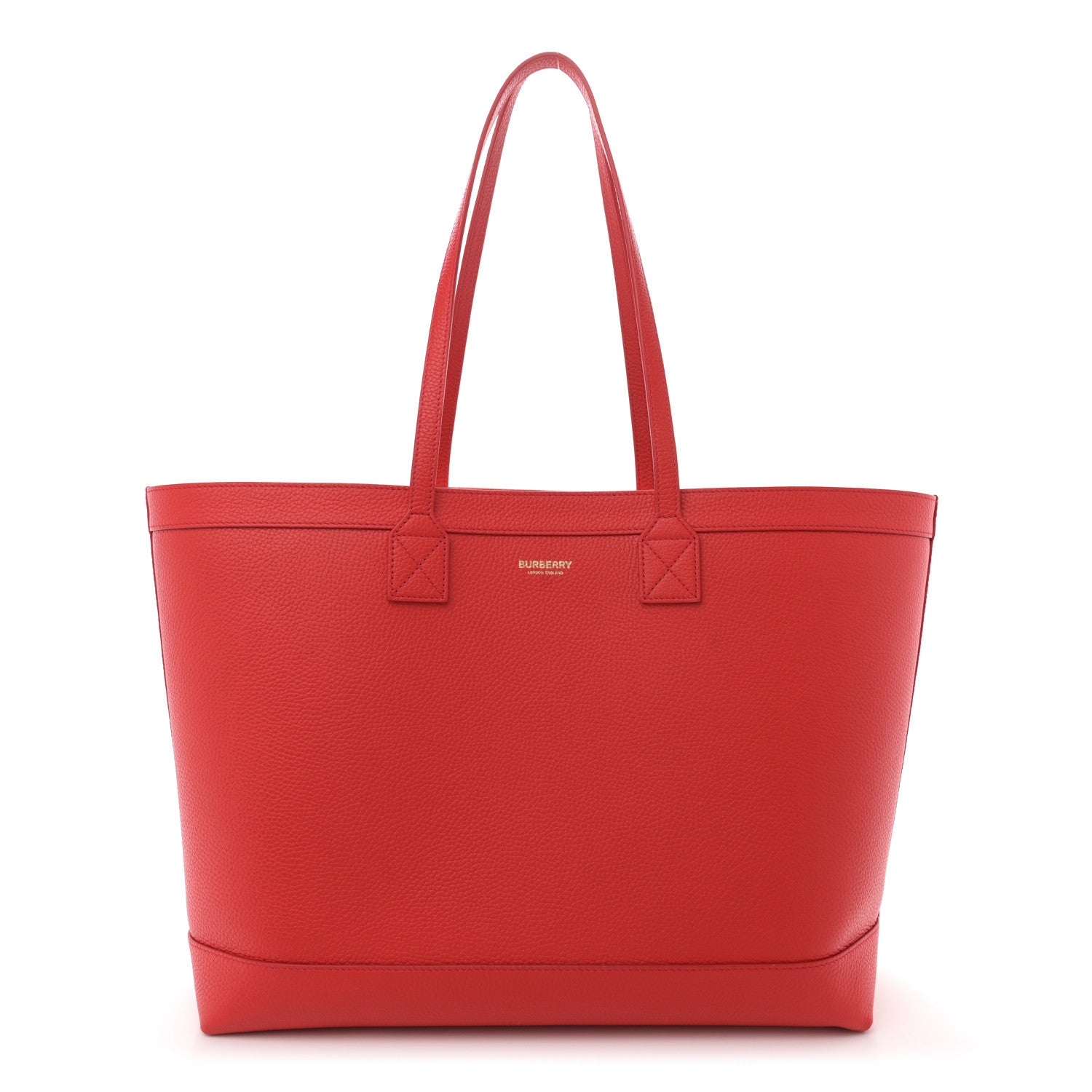 Grainy Calfskin Medium London Tote Bag Bright Red