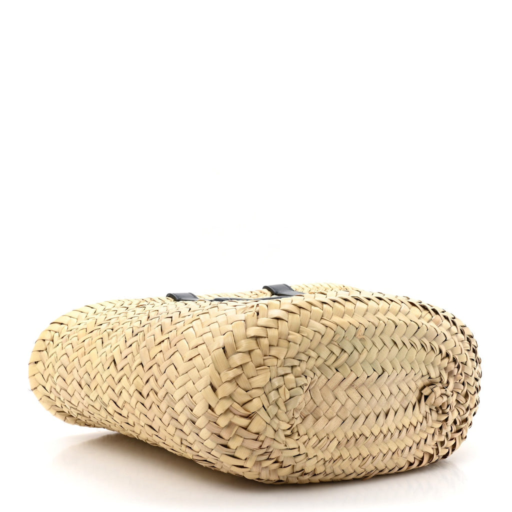 Raffia Calfskin Triomphe Nano Panier Navy Blue