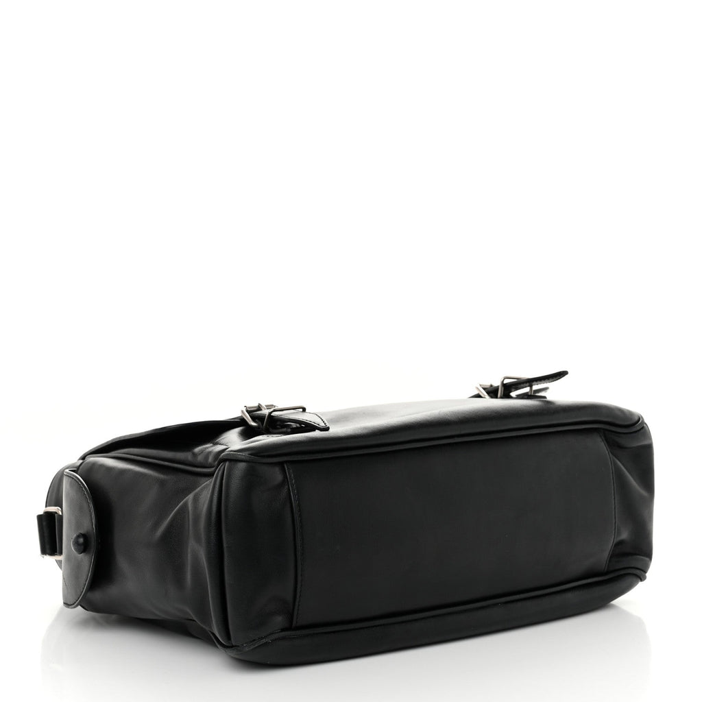 Calfskin ID Flap Messenger Bag Black