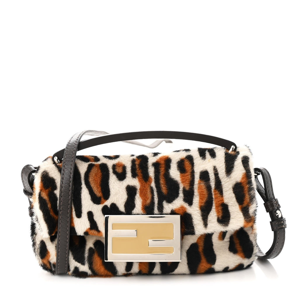 Calf Hair Leopard Print Phone Baguette Moro