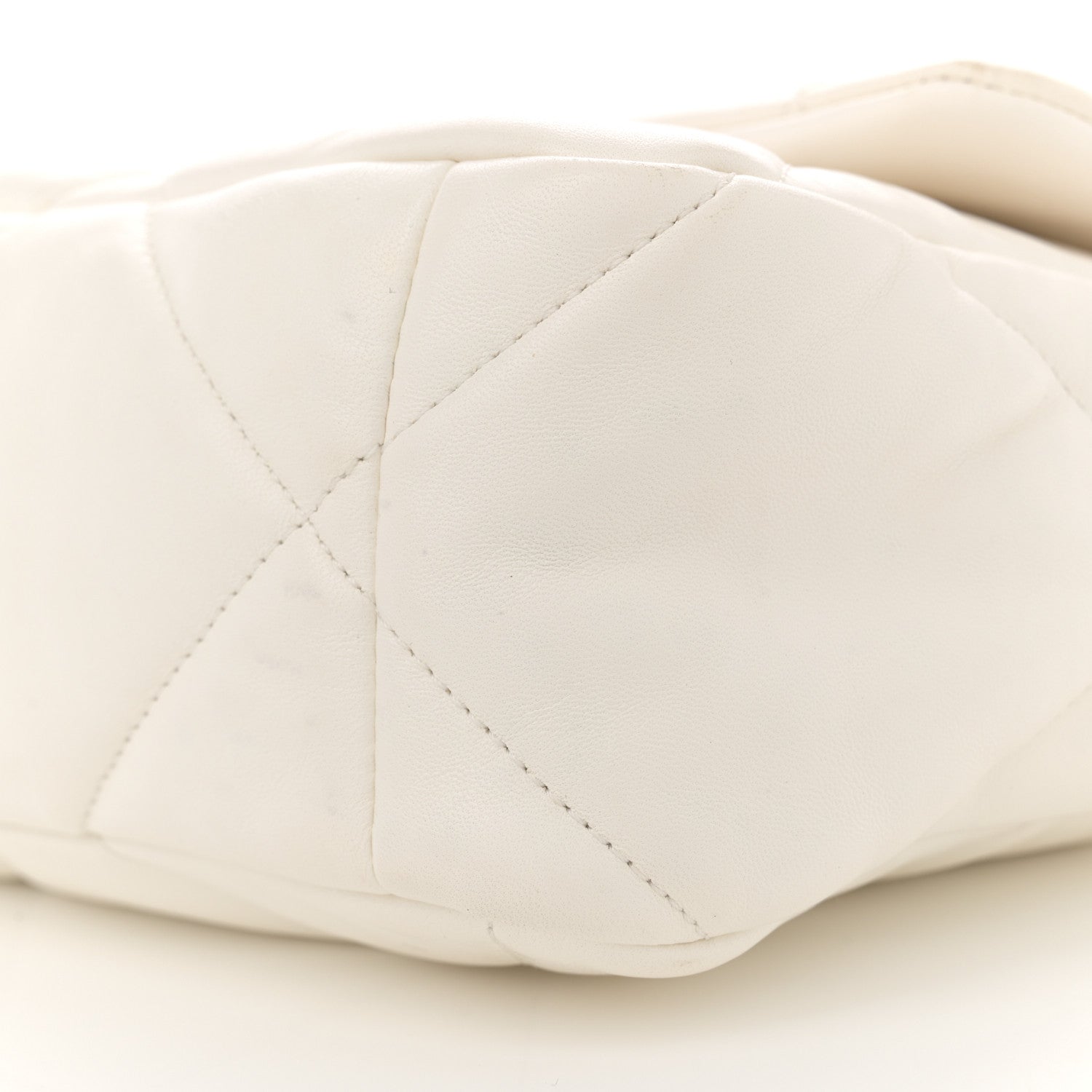 Goatskin Quilted Large Chanel 19 Flap White
