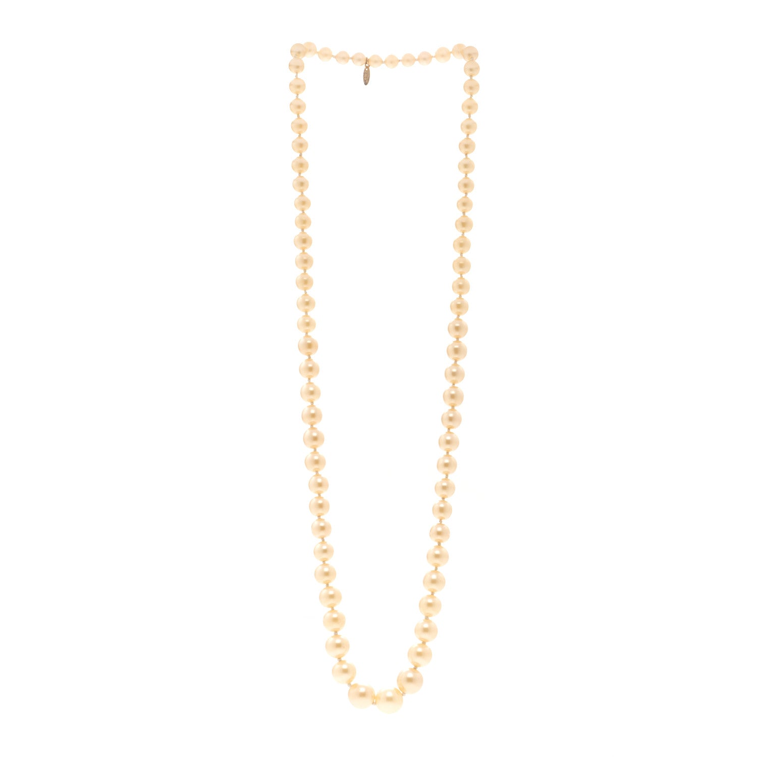 Graduated Pearl Long Necklace Gold White