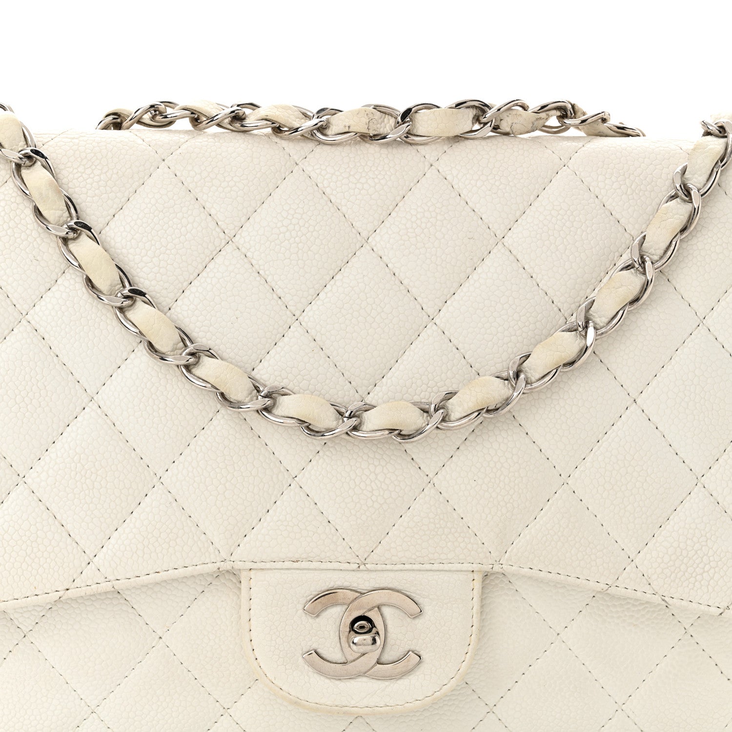 Caviar Jumbo Single Flap White