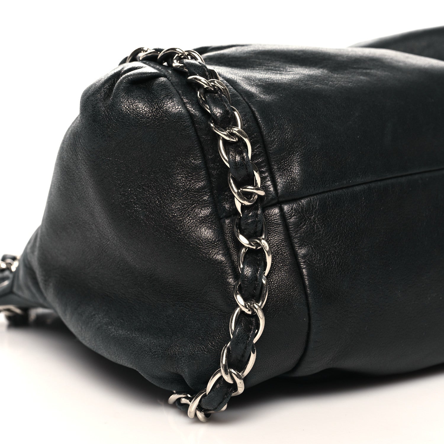 Lambskin Large Sharpei Shoulder Bag Black