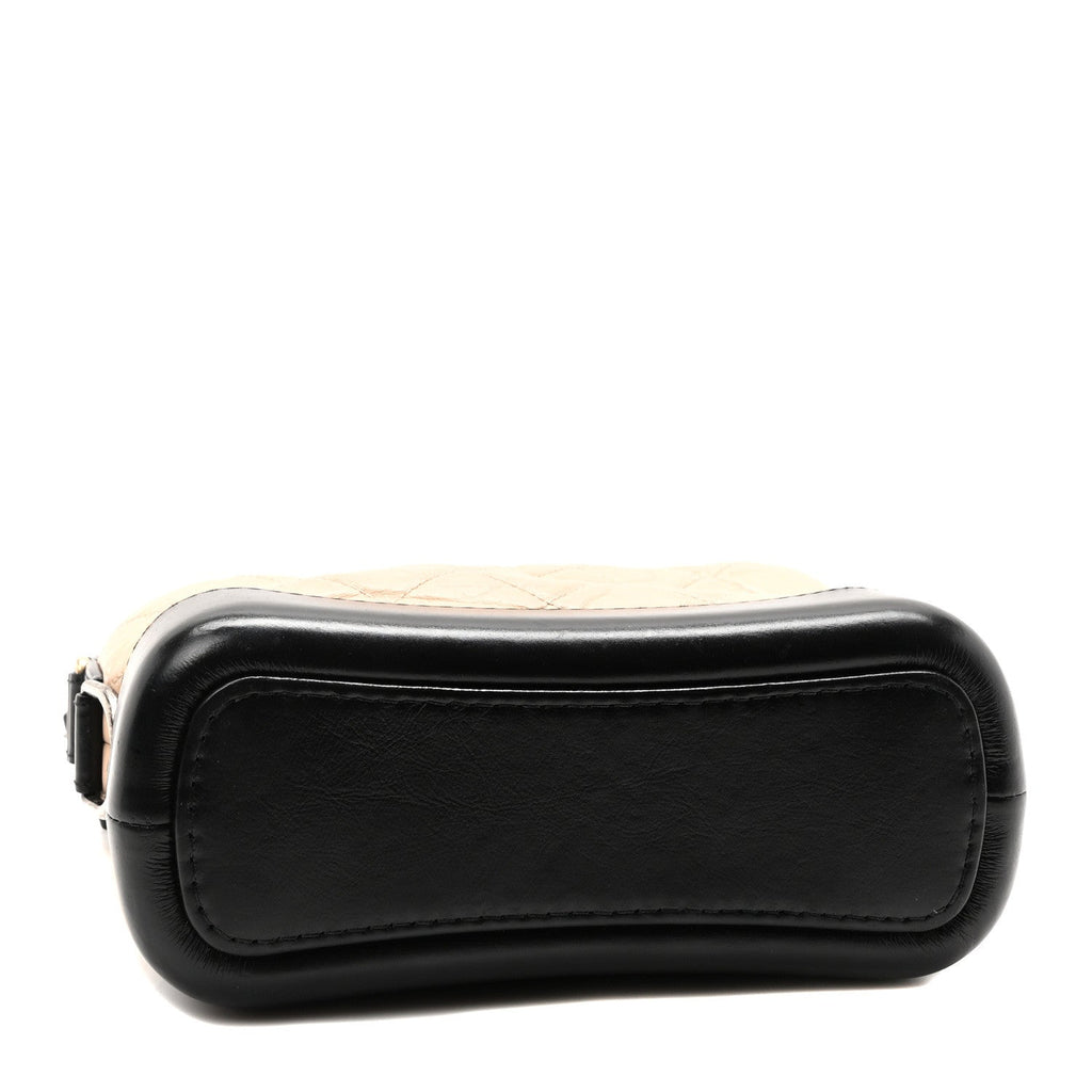 Aged Calfskin Quilted Small Gabrielle Hobo Beige Black