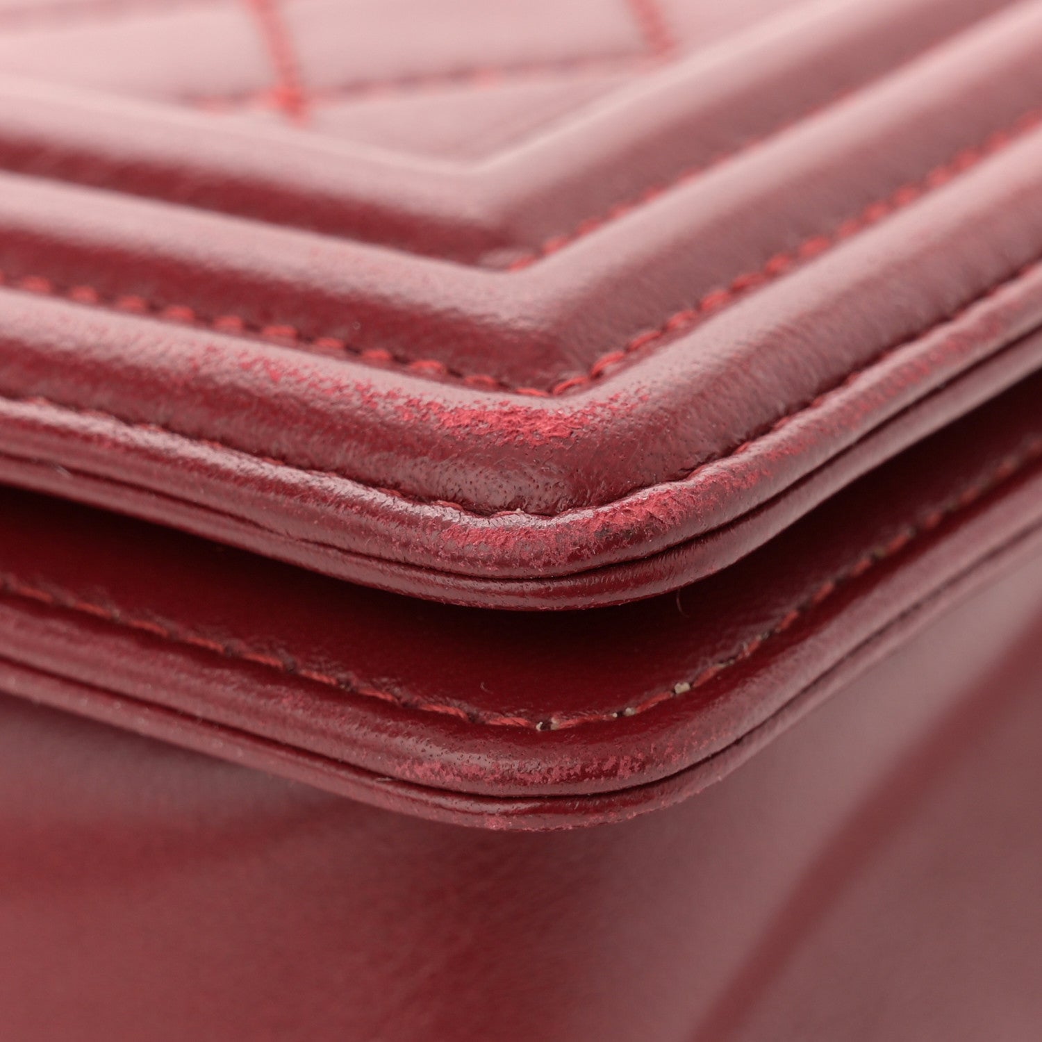 Lambskin Quilted Medium Boy Flap Dark Red