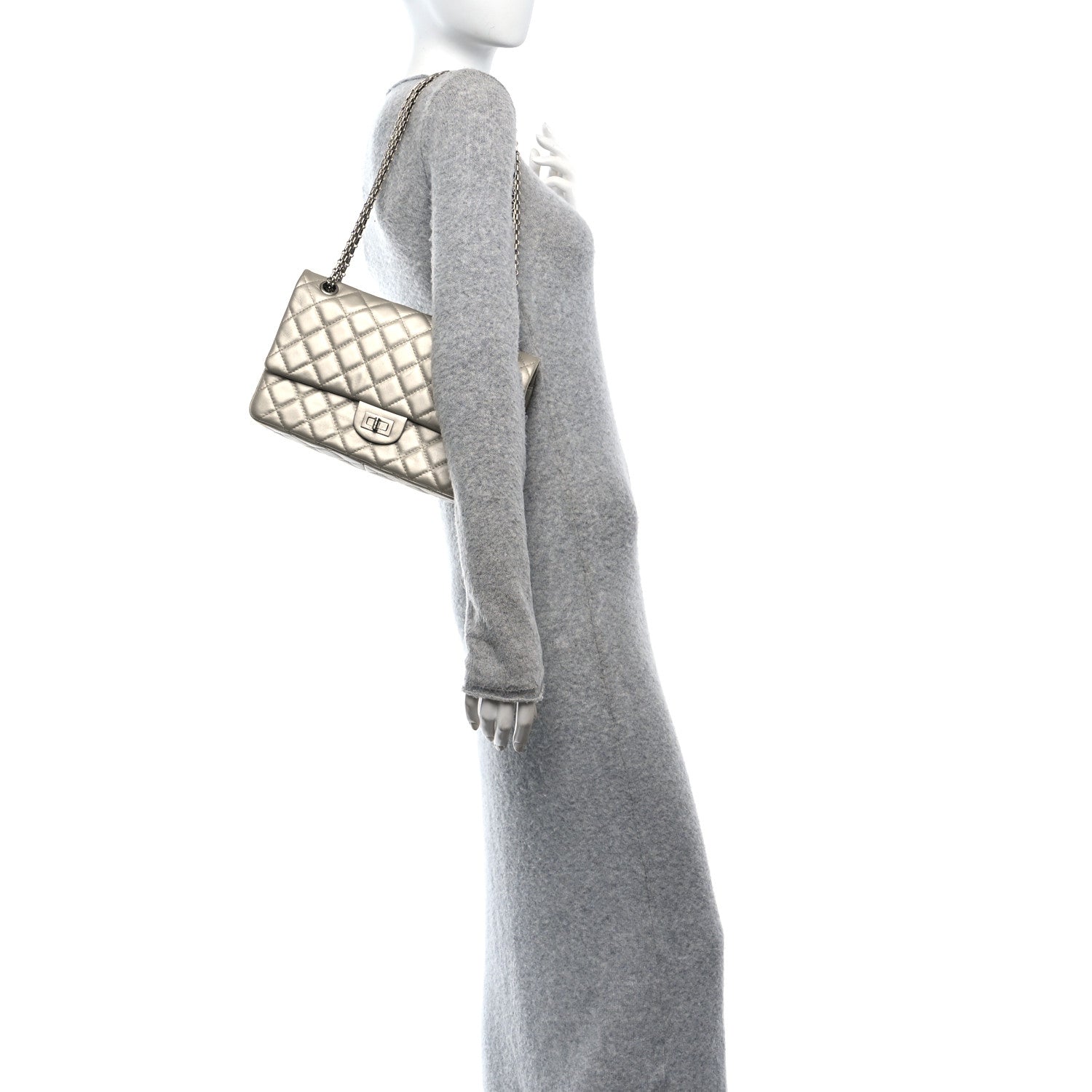Metallic Lambskin Quilted 2.55 Reissue 226 Flap Silver