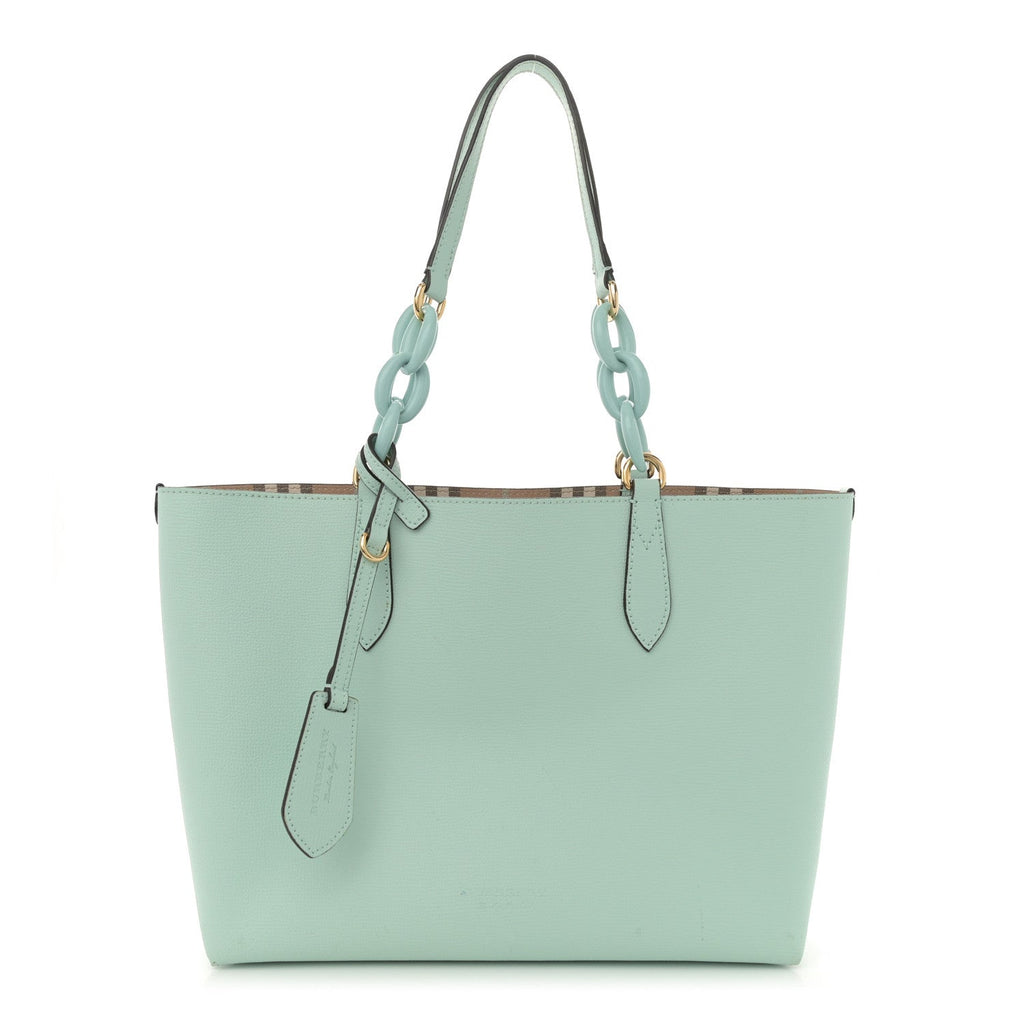 Calfskin Haymarket Check Small Reversible Tote Pale Opal