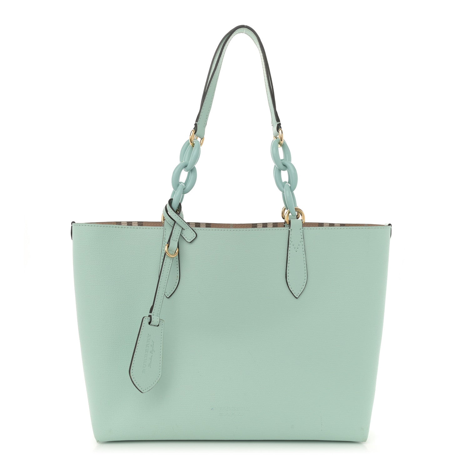 Calfskin Haymarket Check Small Reversible Tote Pale Opal
