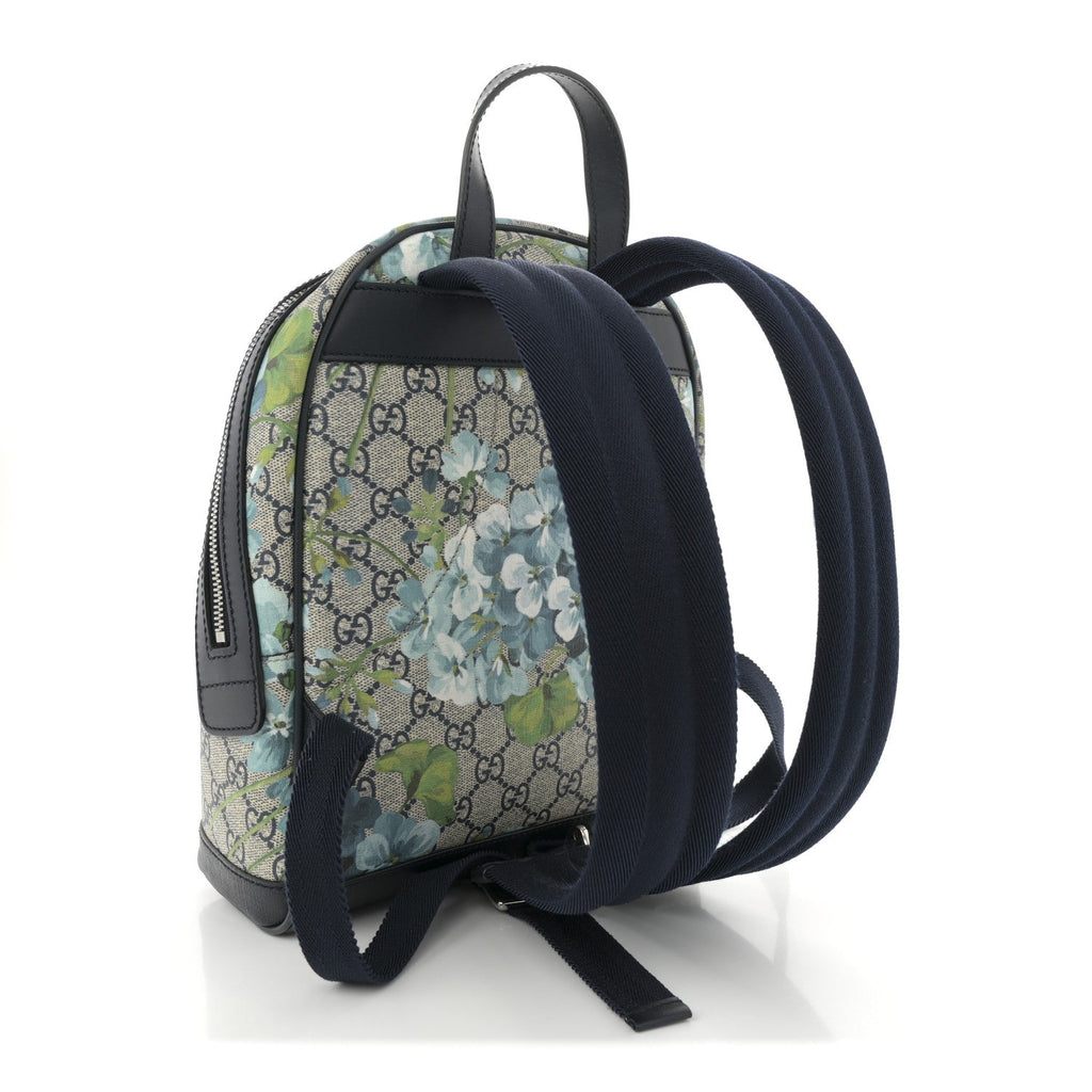 GG Supreme Monogram Blooms Small Day Backpack Blue